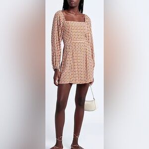Faithfull The Brand Boyd Mini Dress, Del Camaron Print, sz US 10